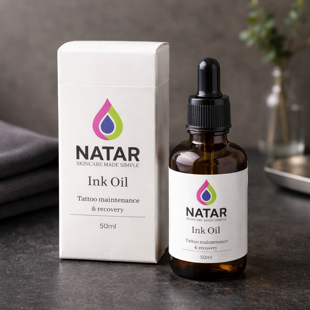 NATAR Ink Oil | Natural Facial, and Body Oil for Radiant All Over Glow.